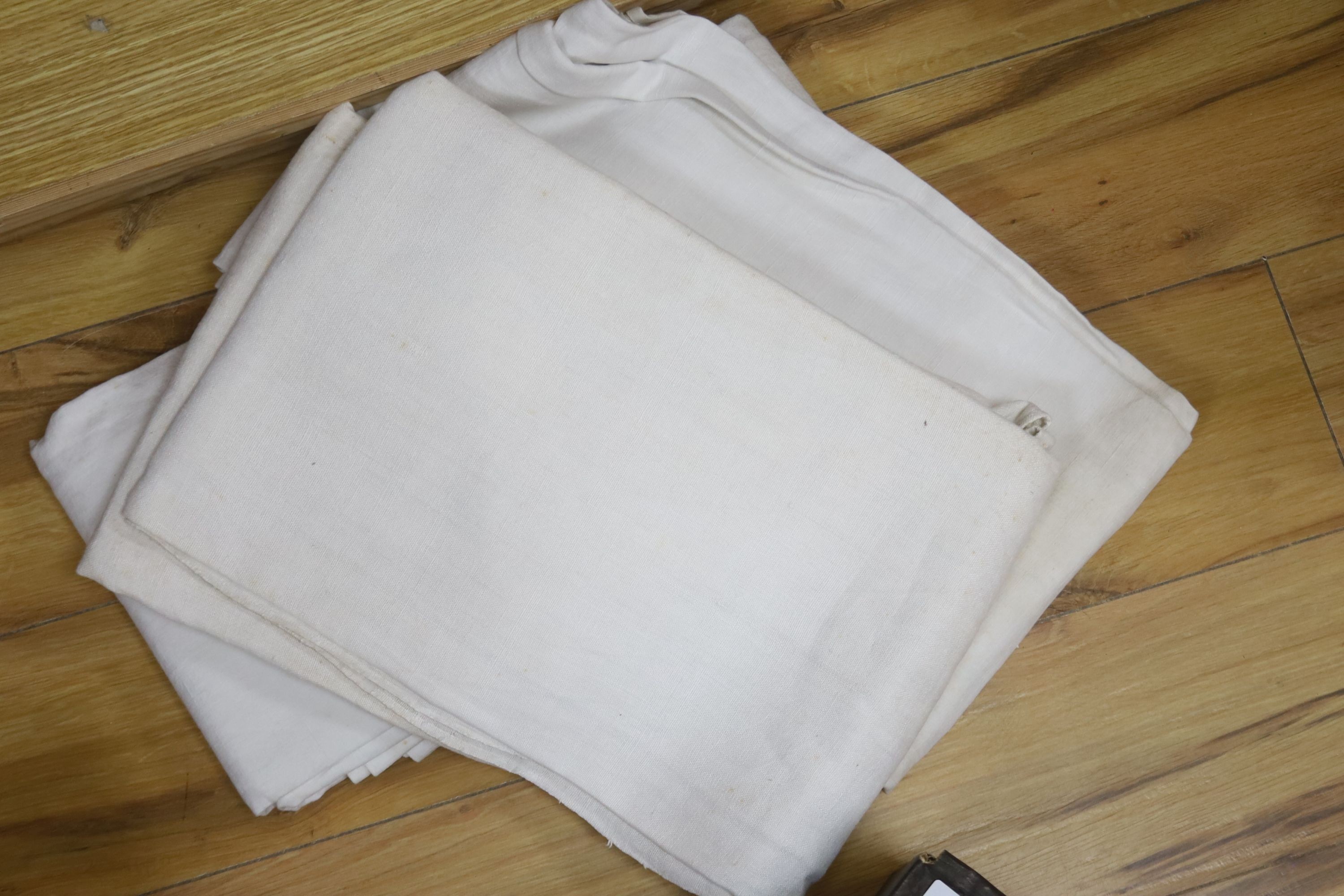 Six French Provincial coarse linen sheets